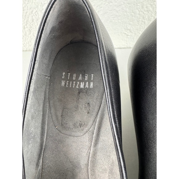 Stuart Weitzman Leather Black Wedges Heels Shoes Womens‎ Size 8Minimalist Work - Picture 2 of 11